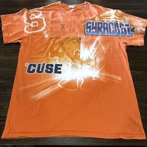 VTG Syracuse University T-Shirt Orangemen Orange Large Delta Magnum AOP All Over